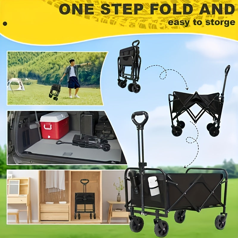 ApexHaul™ All-Terrain Folding Utility Wagon – 226kg Capacity with 360° Wheels & Storage Pockets