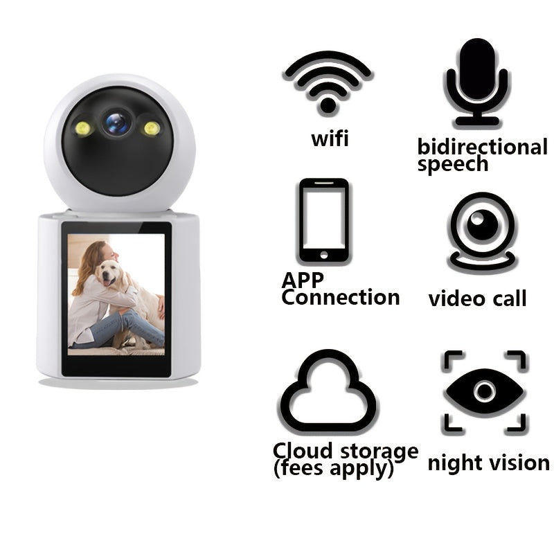PawGuard™ Smart Home Pet Camera with Screen – 2-Way Audio, Night Vision, Video Call, No Battery Needed