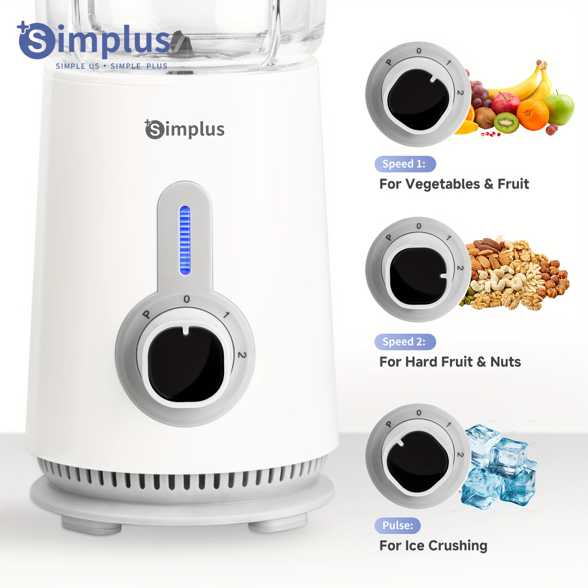Simplus™ 380W 3-in-1 Blender & Food Processor – Smoothie Maker, Grinder & Juicer Set