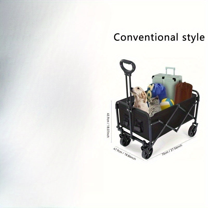 ApexHaul™ All-Terrain Folding Utility Wagon – 226kg Capacity with 360° Wheels & Storage Pockets