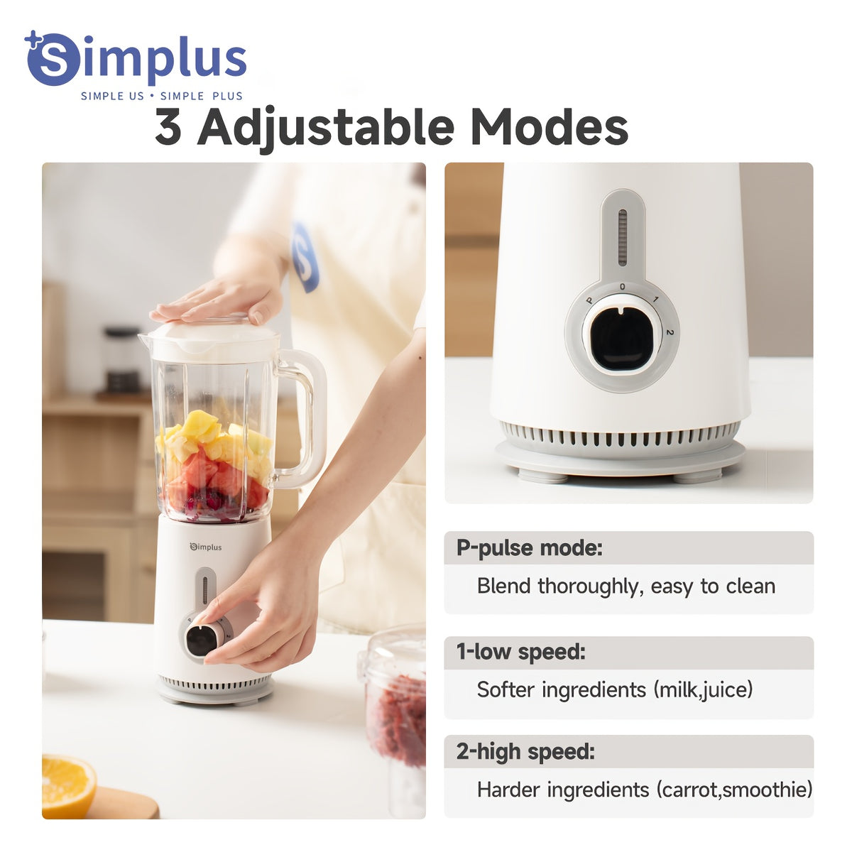 Simplus™ 380W 3-in-1 Blender & Food Processor – Smoothie Maker, Grinder & Juicer Set