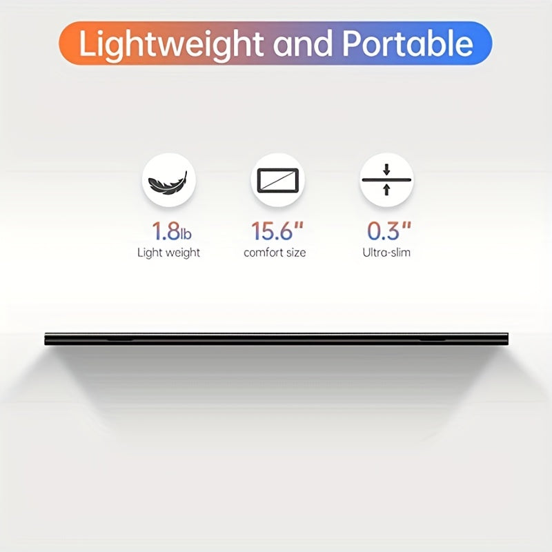 15.6" FHD Portable Monitor – Ultra-Slim IPS Display with Metal Body & Smart Cover