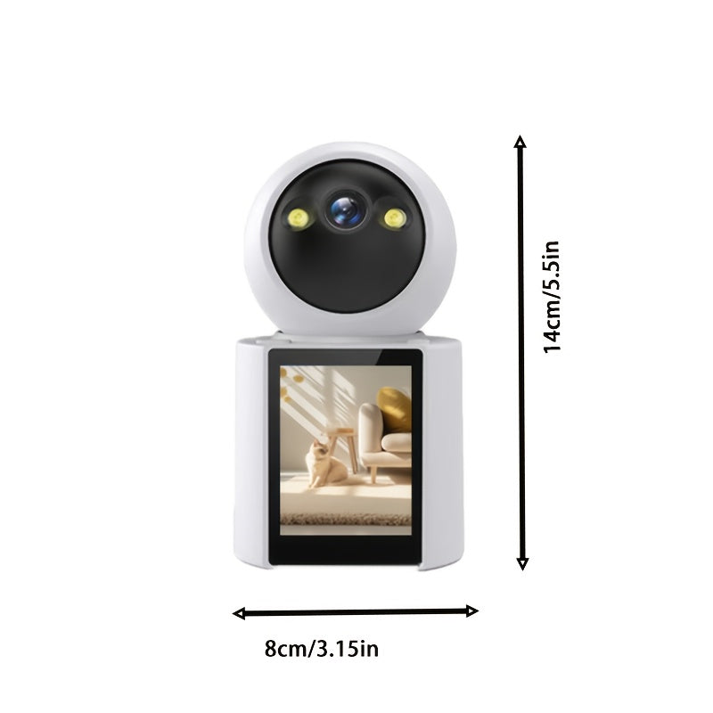 PawGuard™ Smart Home Pet Camera with Screen – 2-Way Audio, Night Vision, Video Call, No Battery Needed