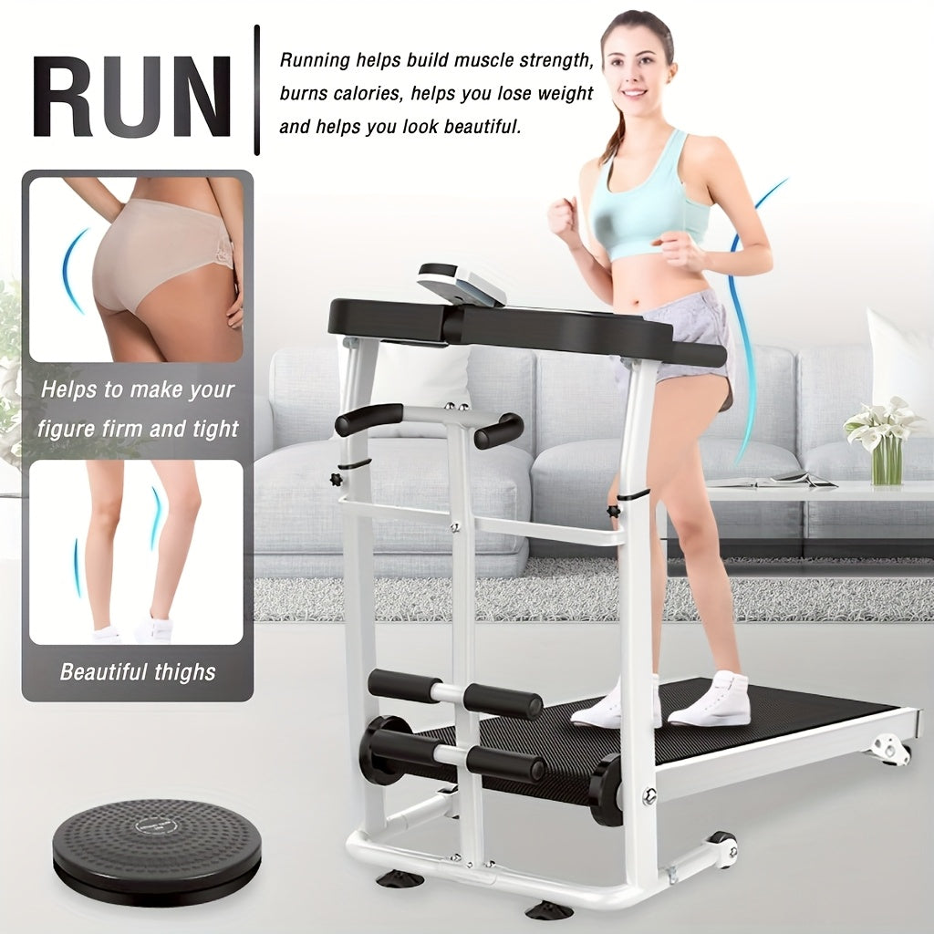 StrideMate™ 3-in-1 Foldable Manual Treadmill – Incline, Sit-Up Bar & LCD Display (265lbs Capacity)