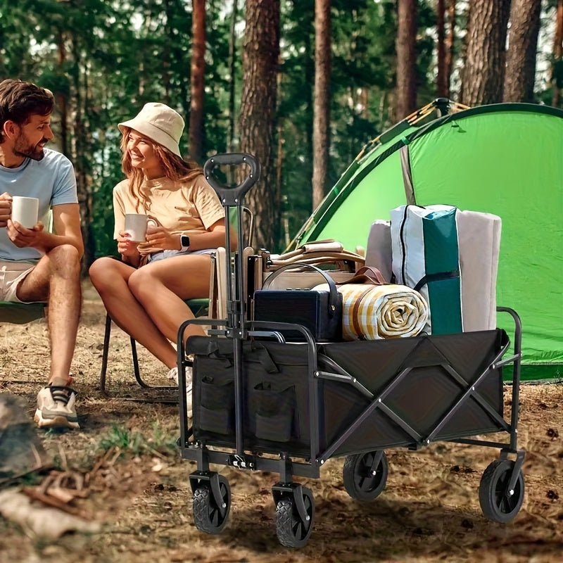 ApexHaul™ All-Terrain Folding Utility Wagon – 226kg Capacity with 360° Wheels & Storage Pockets