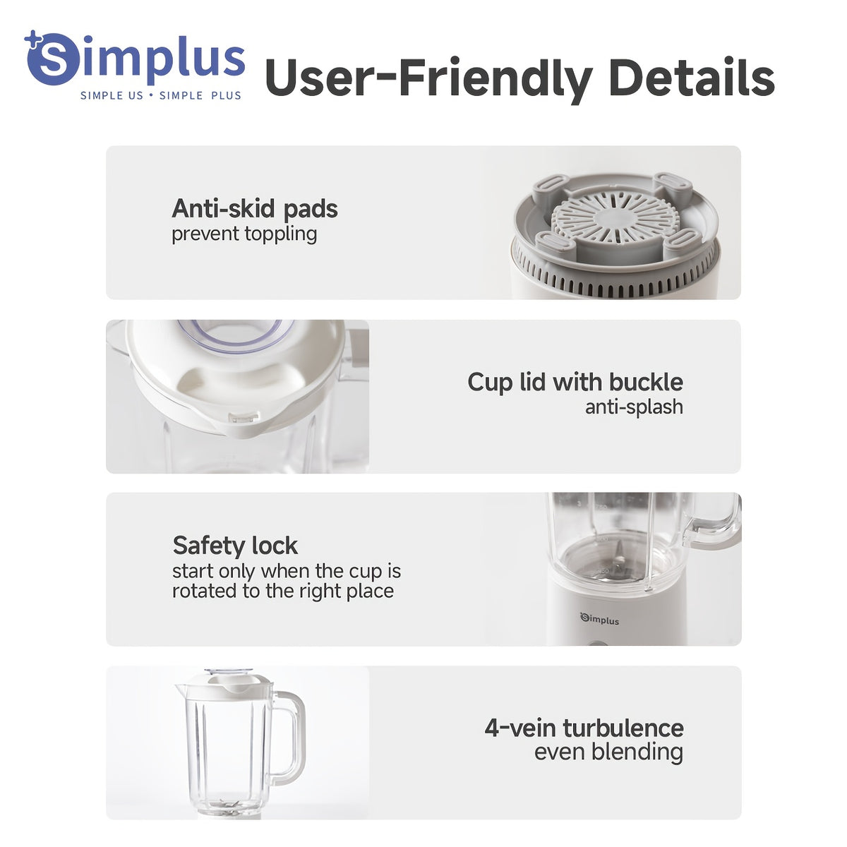 Simplus™ 380W 3-in-1 Blender & Food Processor – Smoothie Maker, Grinder & Juicer Set